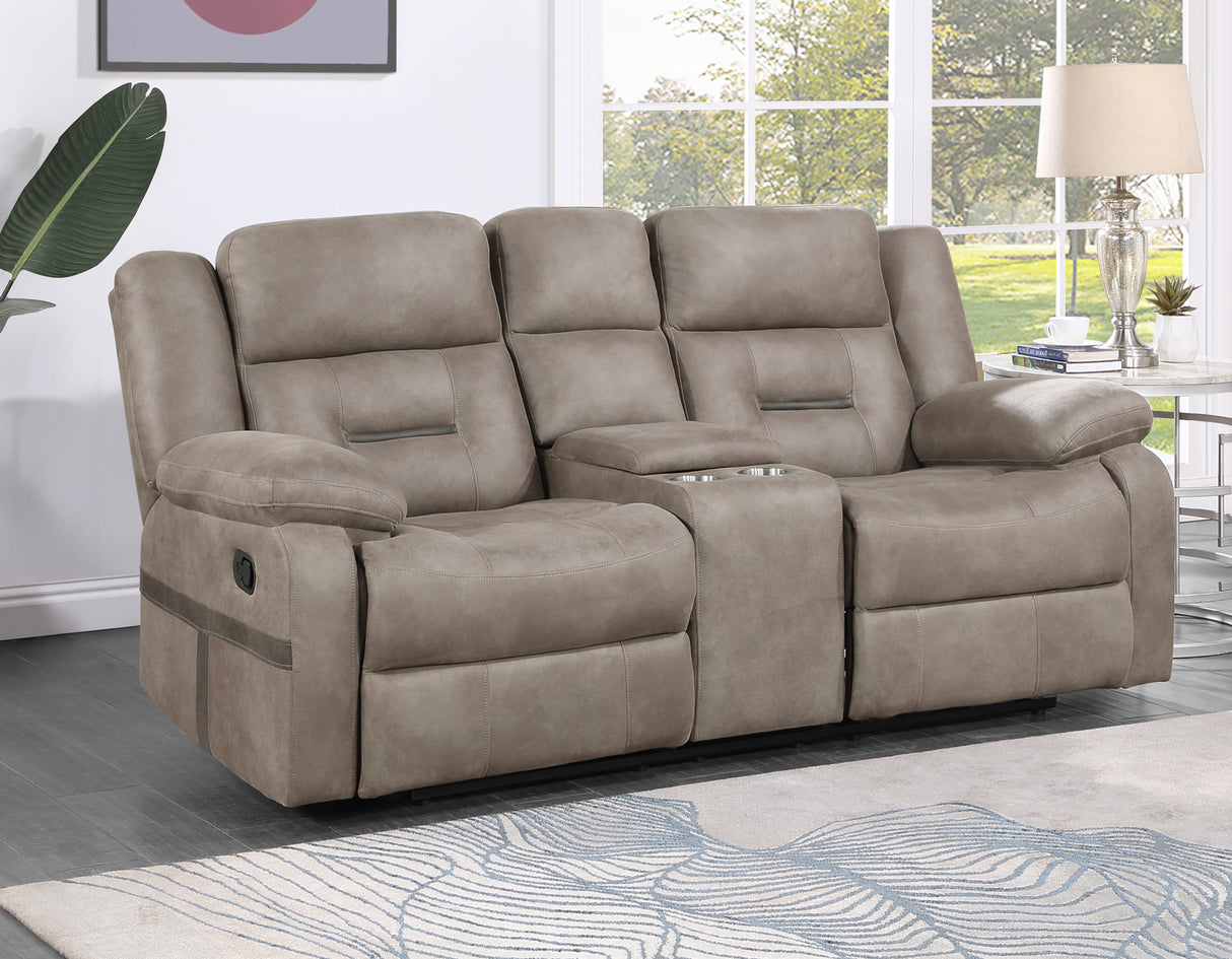 Abilene Manual Reclining Console Loveseat, Tan - ABE900CLN