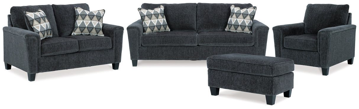 Abinger Sofa, Loveseat, Chair and Ottoman in Smoke - PKG008220