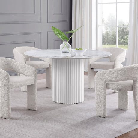 Acadia Round 53-inch Sintered Stone Top Dining Table White - 105580