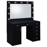 Acena 7-drawer Vanity Set with Lighting Black High Gloss - 931144