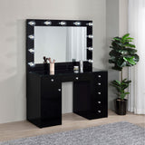 Acena 7-drawer Vanity Set with Lighting Black High Gloss - 931144