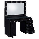 Acena 7-drawer Vanity Set with Lighting Black High Gloss - 931144