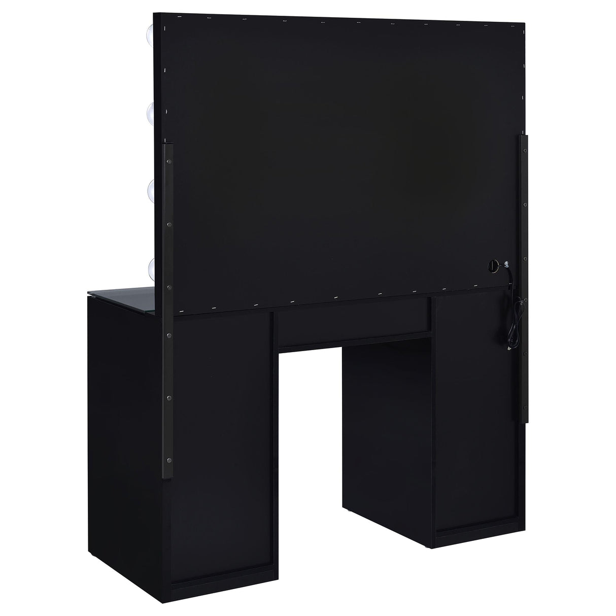 Acena 7-drawer Vanity Set with Lighting Black High Gloss - 931144