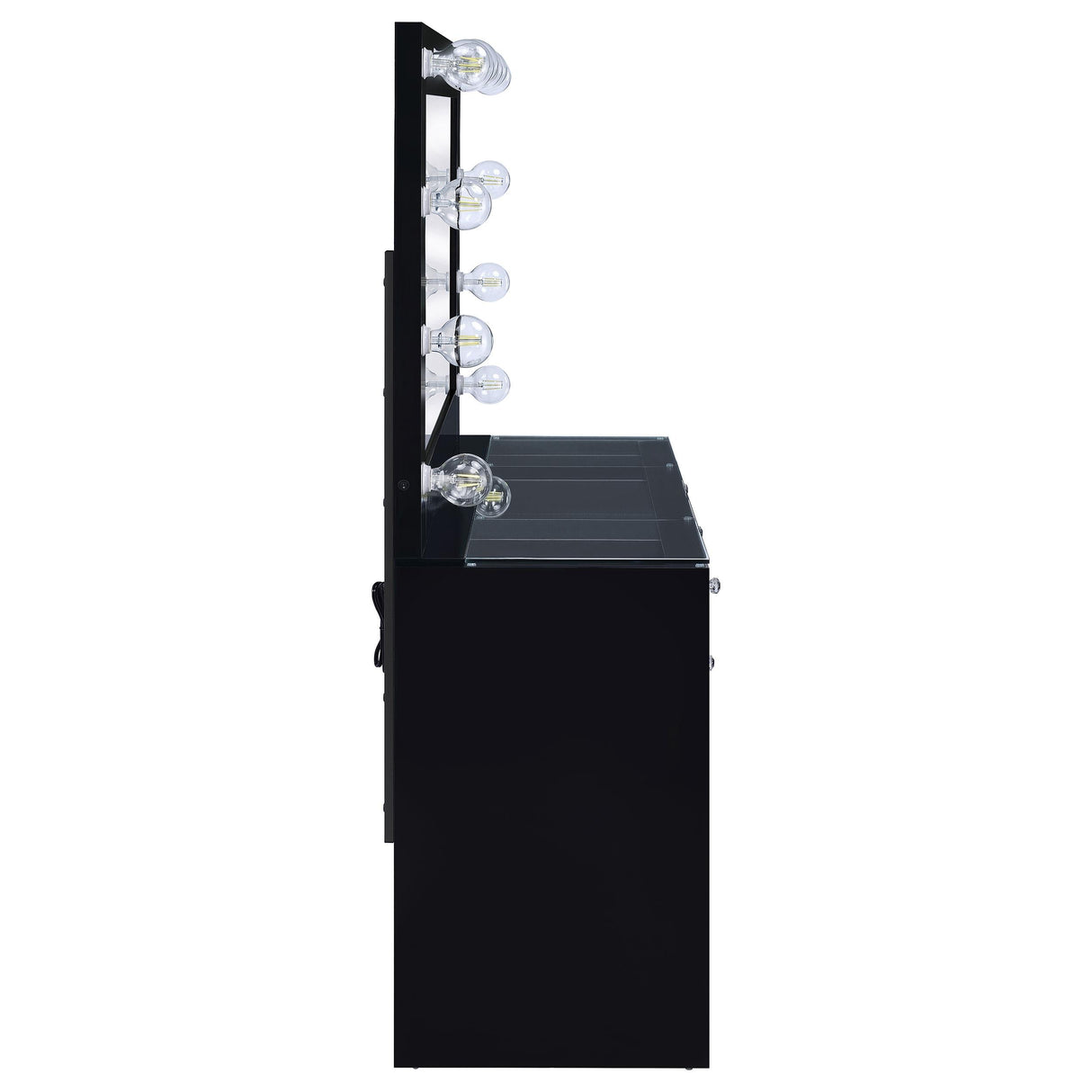 Acena 7-drawer Vanity Set with Lighting Black High Gloss - 931144