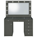 Acena 7-drawer Vanity Set with Lighting Grey High Gloss from Coaster - Luna Furniture