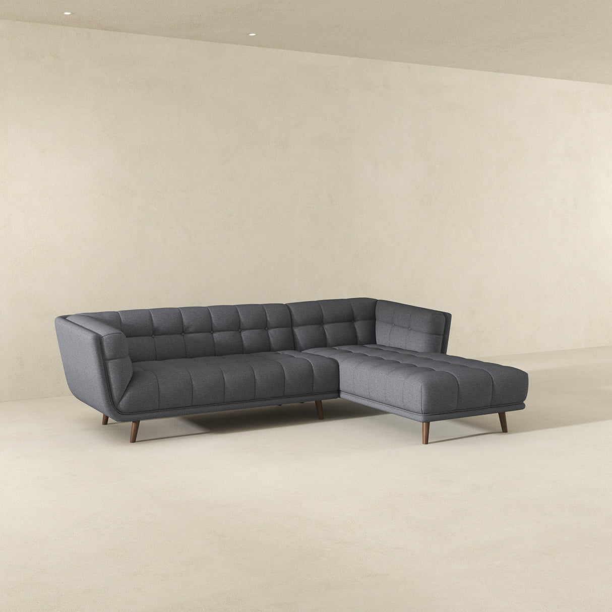 Addison Right Sectional Ash Grey Fabric Sofa - SEC00303004