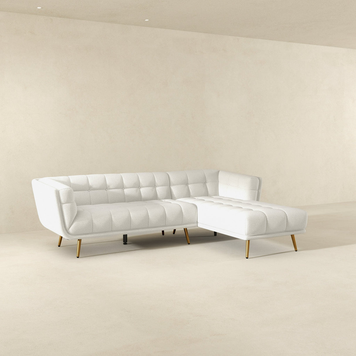 Addison Right Sectional Cream Boucle Sofa - SEC00303006