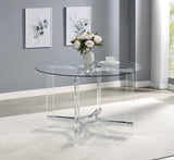 Adino 47-inch Round Glass Top Acrylic Dining Table Chrome from Coaster - Luna Furniture