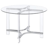 Adino 47-inch Round Glass Top Acrylic Dining Table Chrome from Coaster - Luna Furniture