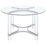 Adino 47-inch Round Glass Top Acrylic Dining Table Chrome from Coaster - Luna Furniture