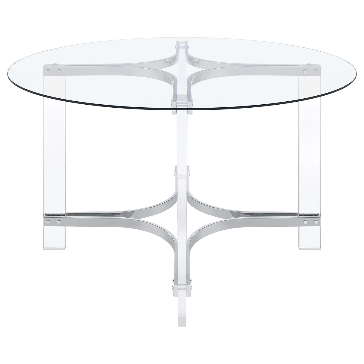 Adino 47-inch Round Glass Top Acrylic Dining Table Chrome from Coaster - Luna Furniture