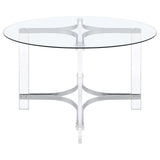 Adino 47-inch Round Glass Top Acrylic Dining Table Chrome from Coaster - Luna Furniture