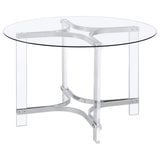 Adino 47-inch Round Glass Top Acrylic Dining Table Chrome from Coaster - Luna Furniture