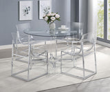 Adino 47-inch Round Glass Top Acrylic Dining Table Chrome from Coaster - Luna Furniture