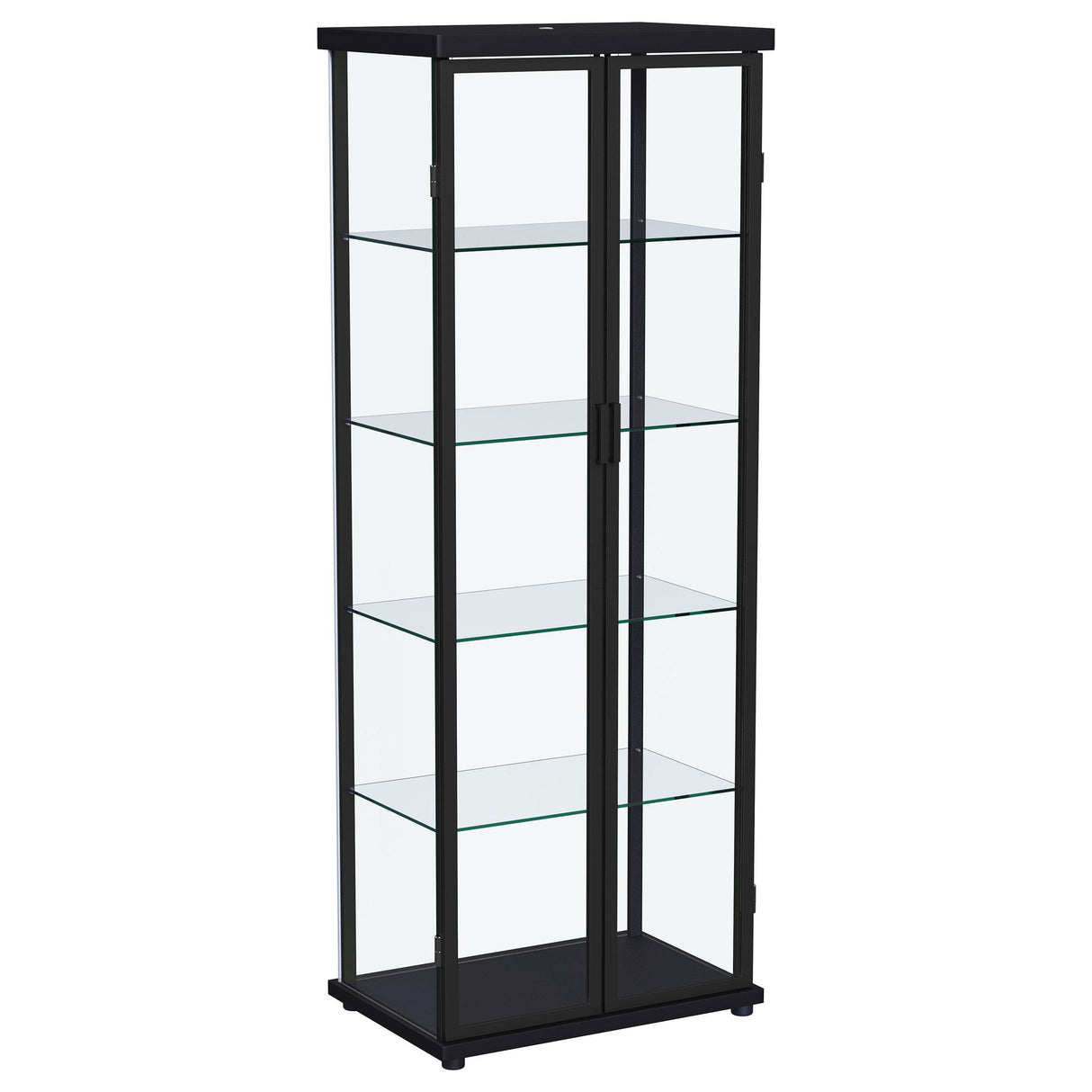 Aero 5-shelf Display Curio Cabinet with LED and Clear Tempered Glass Shelves Black from Coaster - Luna Furniture