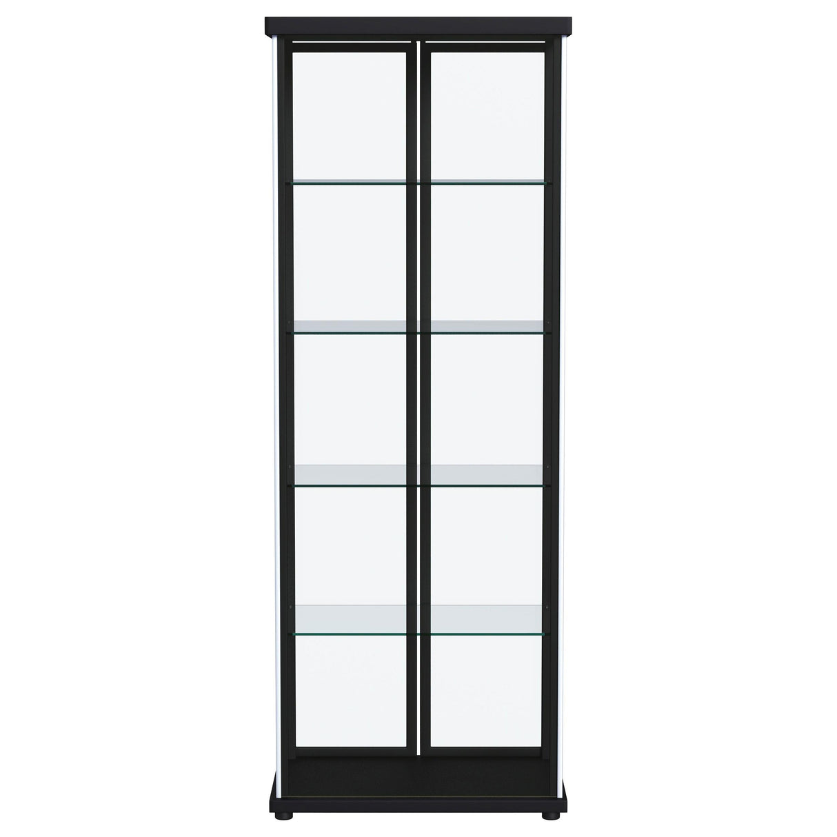 Aero 5-shelf Display Curio Cabinet with LED and Clear Tempered Glass Shelves Black from Coaster - Luna Furniture