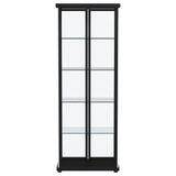 Aero 5-shelf Display Curio Cabinet with LED and Clear Tempered Glass Shelves Black from Coaster - Luna Furniture