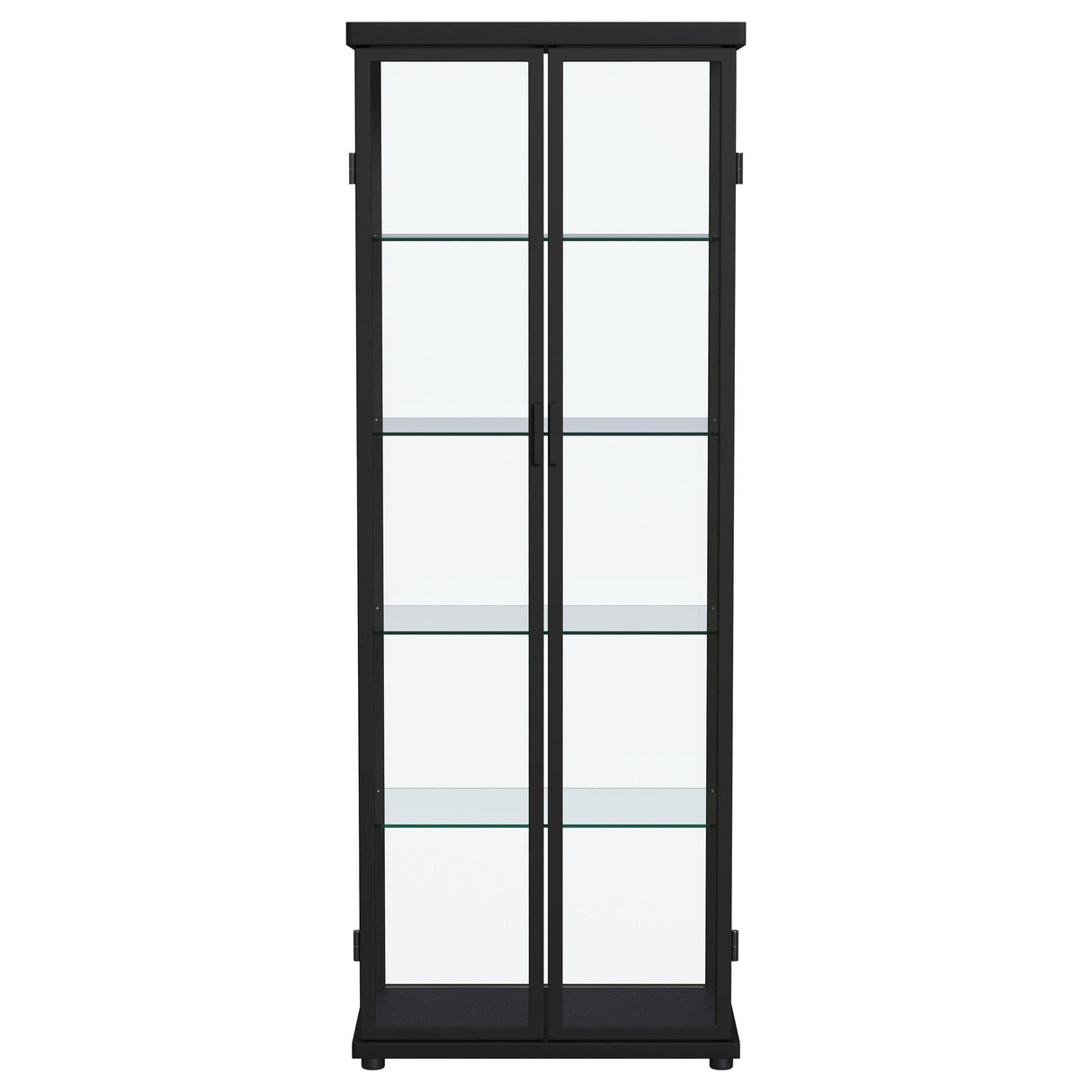 Aero 5-shelf Display Curio Cabinet with LED and Clear Tempered Glass Shelves Black from Coaster - Luna Furniture