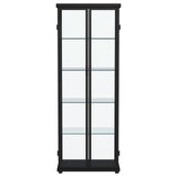 Aero 5-shelf Display Curio Cabinet with LED and Clear Tempered Glass Shelves Black from Coaster - Luna Furniture