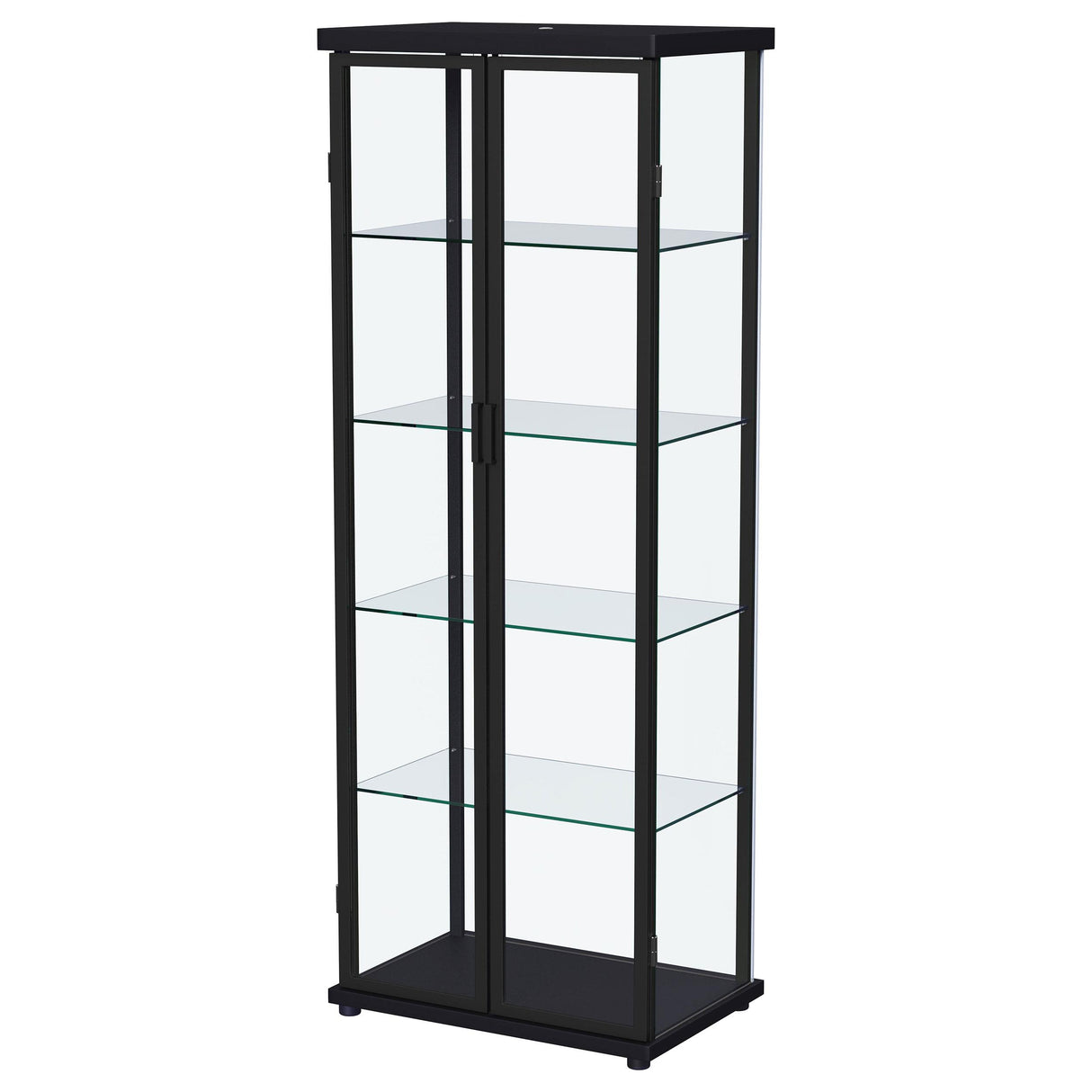 Aero 5-shelf Display Curio Cabinet with LED and Clear Tempered Glass Shelves Black from Coaster - Luna Furniture