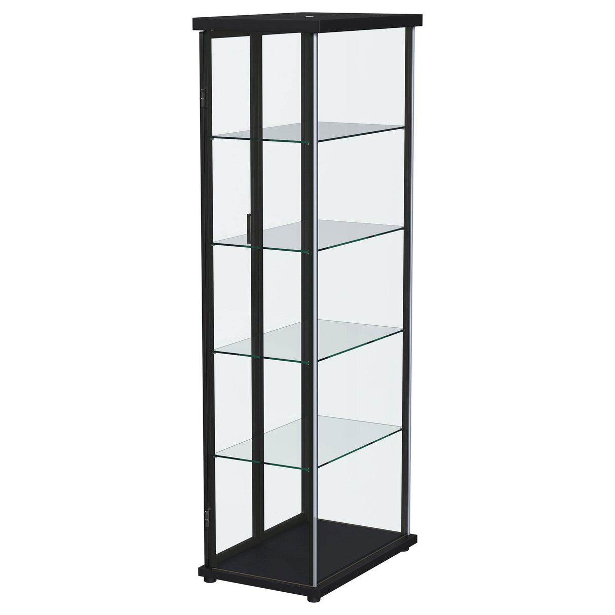 Aero 5-shelf Display Curio Cabinet with LED and Clear Tempered Glass Shelves Black from Coaster - Luna Furniture