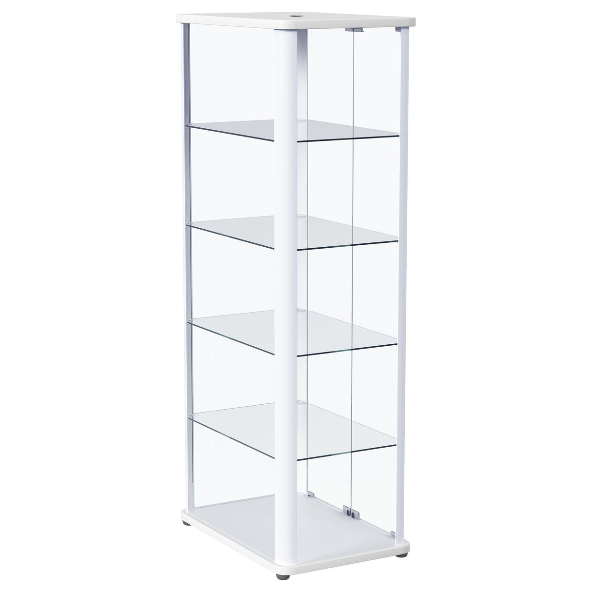 Aero 5-shelf Display Curio Cabinet with LED and Clear Tempered Glass Shelves Glossy White from Coaster - Luna Furniture