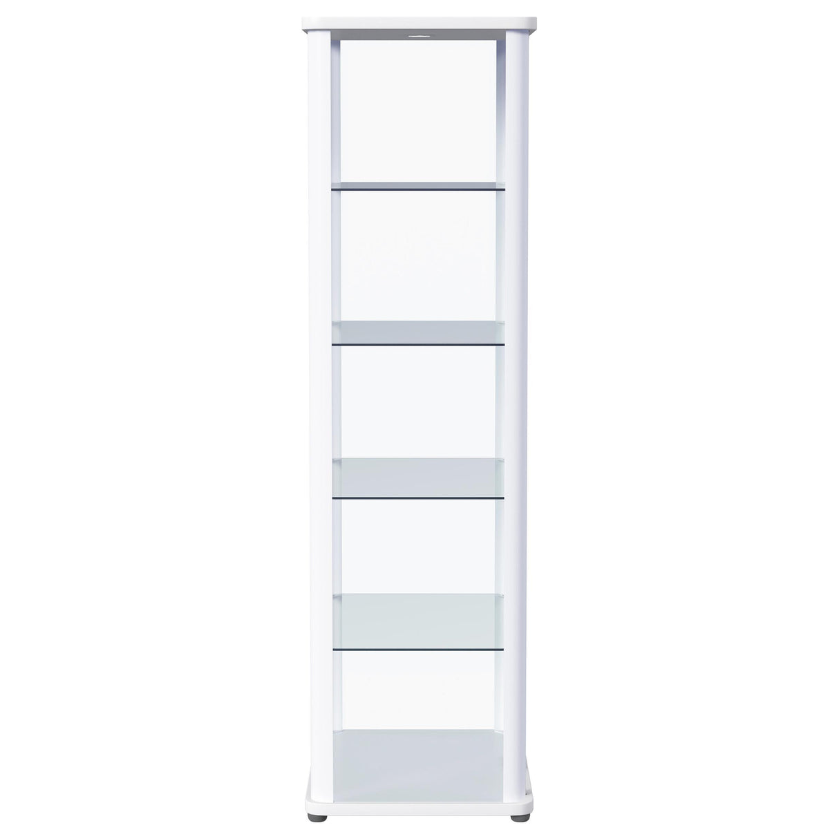 Aero 5-shelf Display Curio Cabinet with LED and Clear Tempered Glass Shelves Glossy White from Coaster - Luna Furniture