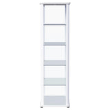 Aero 5-shelf Display Curio Cabinet with LED and Clear Tempered Glass Shelves Glossy White from Coaster - Luna Furniture