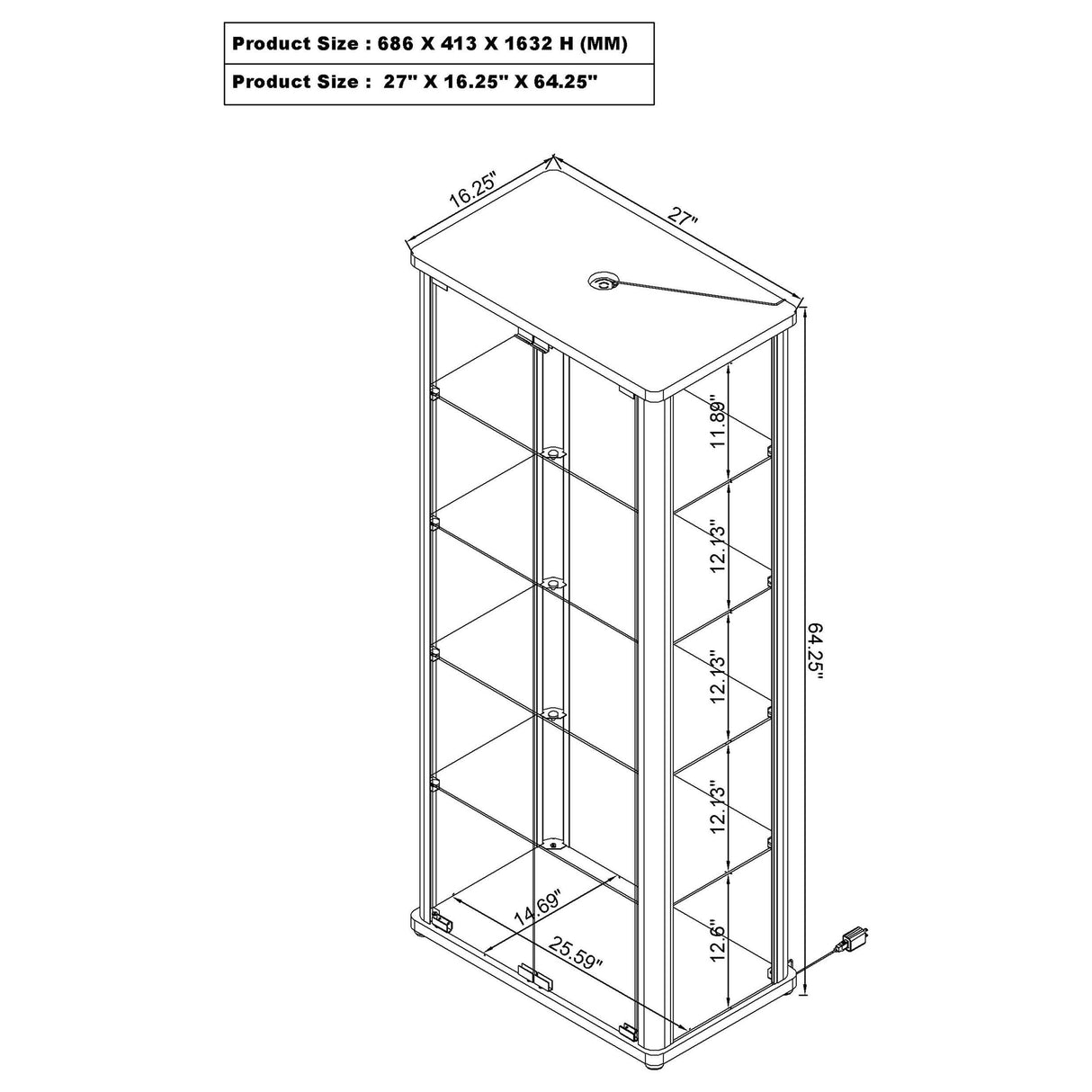 Aero 5-shelf Display Curio Cabinet with LED and Clear Tempered Glass Shelves Glossy White from Coaster - Luna Furniture