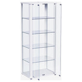 Aero 5-shelf Display Curio Cabinet with LED and Clear Tempered Glass Shelves Glossy White from Coaster - Luna Furniture