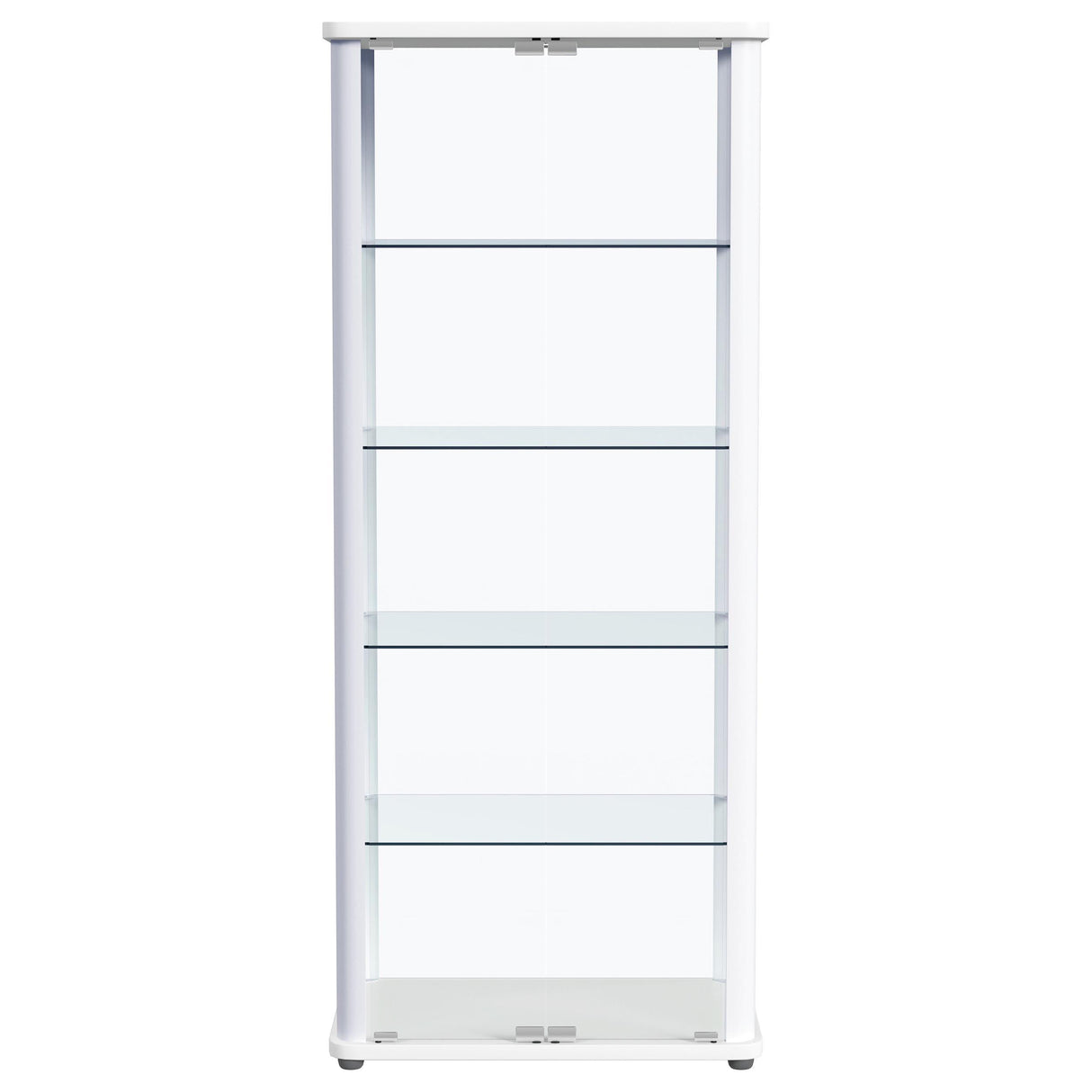 Aero 5-shelf Display Curio Cabinet with LED and Clear Tempered Glass Shelves Glossy White from Coaster - Luna Furniture