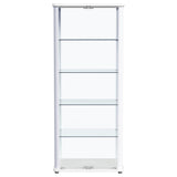 Aero 5-shelf Display Curio Cabinet with LED and Clear Tempered Glass Shelves Glossy White from Coaster - Luna Furniture