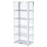 Aero 5-shelf Display Curio Cabinet with LED and Clear Tempered Glass Shelves Glossy White from Coaster - Luna Furniture