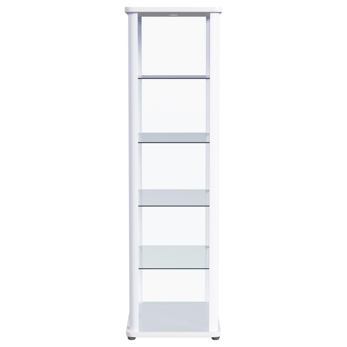 Aero 5-shelf Display Curio Cabinet with LED and Clear Tempered Glass Shelves Glossy White from Coaster - Luna Furniture