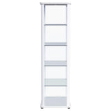 Aero 5-shelf Display Curio Cabinet with LED and Clear Tempered Glass Shelves Glossy White from Coaster - Luna Furniture