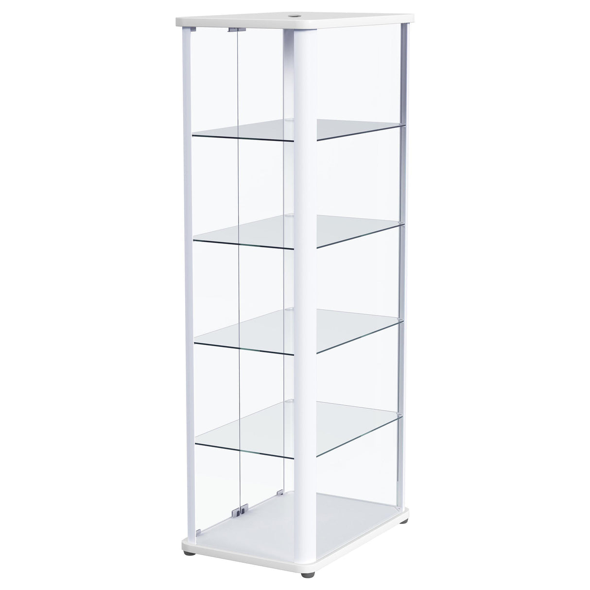 Aero 5-shelf Display Curio Cabinet with LED and Clear Tempered Glass Shelves Glossy White from Coaster - Luna Furniture