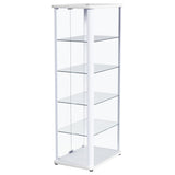 Aero 5-shelf Display Curio Cabinet with LED and Clear Tempered Glass Shelves Glossy White from Coaster - Luna Furniture