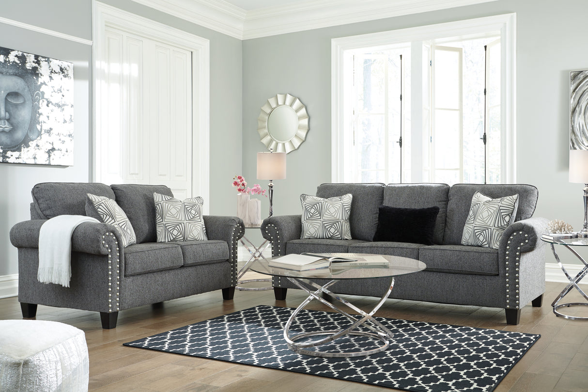 Agleno Sofa and Loveseat in Charcoal - PKG007333