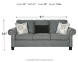 Agleno Sofa and Loveseat in Charcoal - PKG007333