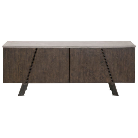 Industry Media Sideboard in Ash Gray Concrete, Whiskey Oak, Distressed Black Iron - 4631.BLK/AGRY