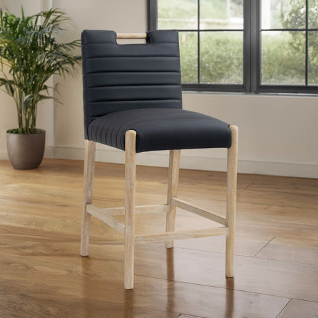 Aimee Vegan Leather Counter Stool in Black from Meridian - Luna Furniture