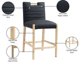 Aimee Vegan Leather Counter Stool in Black from Meridian - Luna Furniture