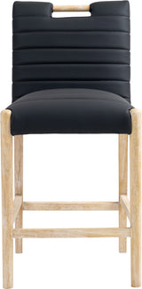 Aimee Vegan Leather Counter Stool in Black from Meridian - Luna Furniture