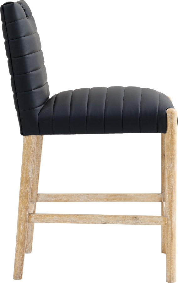 Aimee Vegan Leather Counter Stool in Black from Meridian - Luna Furniture