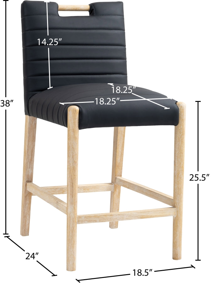 Aimee Vegan Leather Counter Stool in Black from Meridian - Luna Furniture