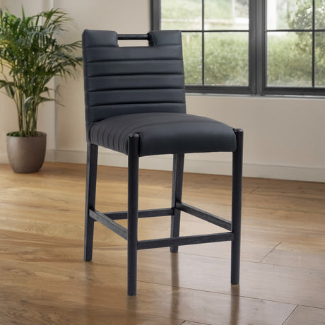 Aimee Vegan Leather Counter Stool in Black from Meridian - Luna Furniture