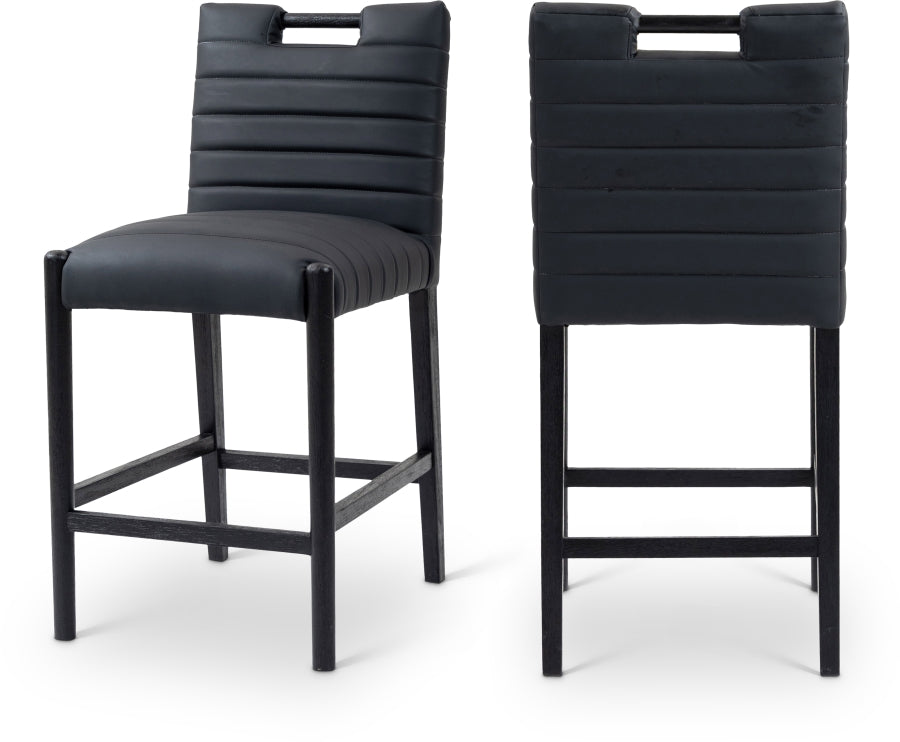 Aimee Vegan Leather Counter Stool in Black from Meridian - Luna Furniture