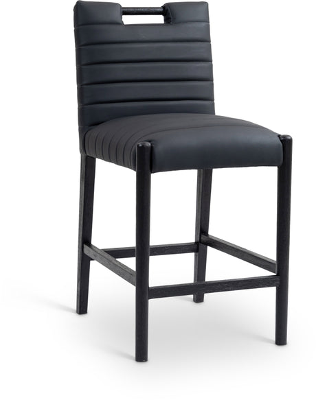 Aimee Vegan Leather Counter Stool in Black from Meridian - Luna Furniture