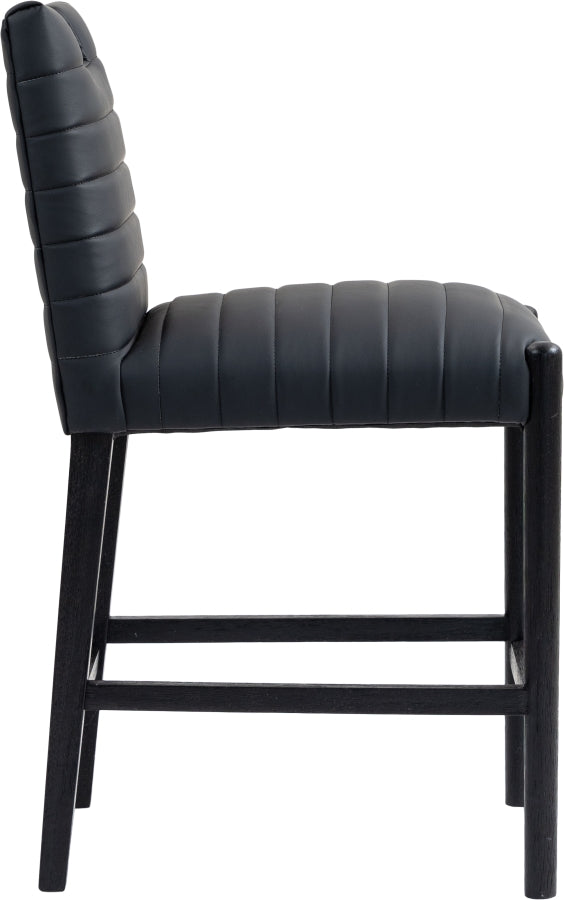 Aimee Vegan Leather Counter Stool in Black from Meridian - Luna Furniture