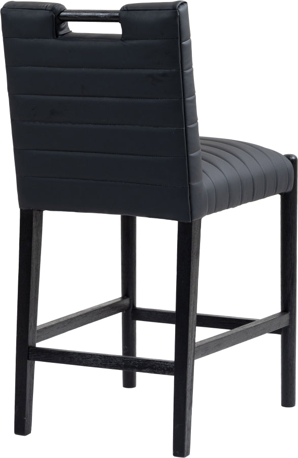 Aimee Vegan Leather Counter Stool in Black from Meridian - Luna Furniture